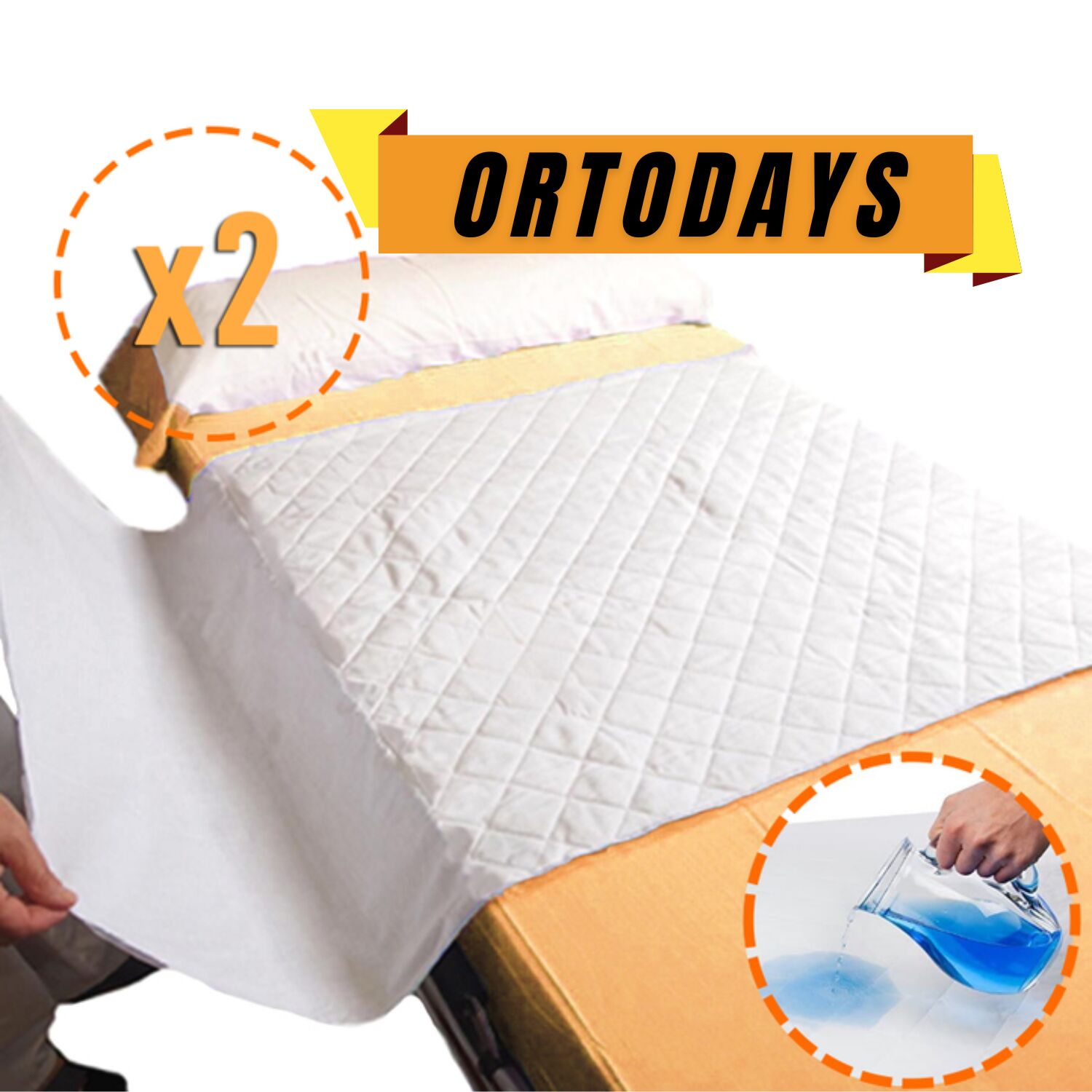 Pacote de 2 Capas Económicas Absorventes e Laváveis para Cama de 90 cm - 3,15 litros/m2