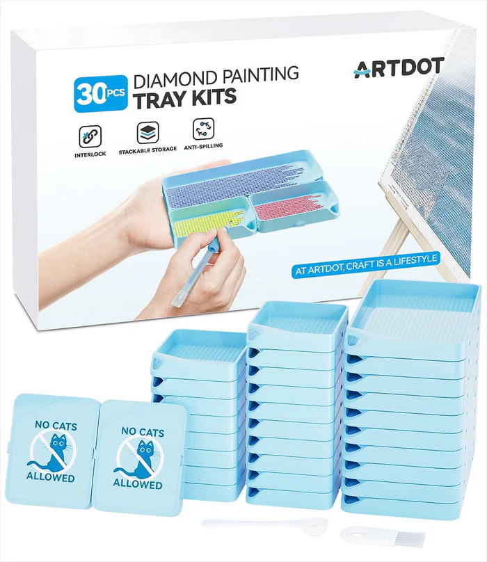 ARTDOT 30-Piece Stackable Blue Tray Set