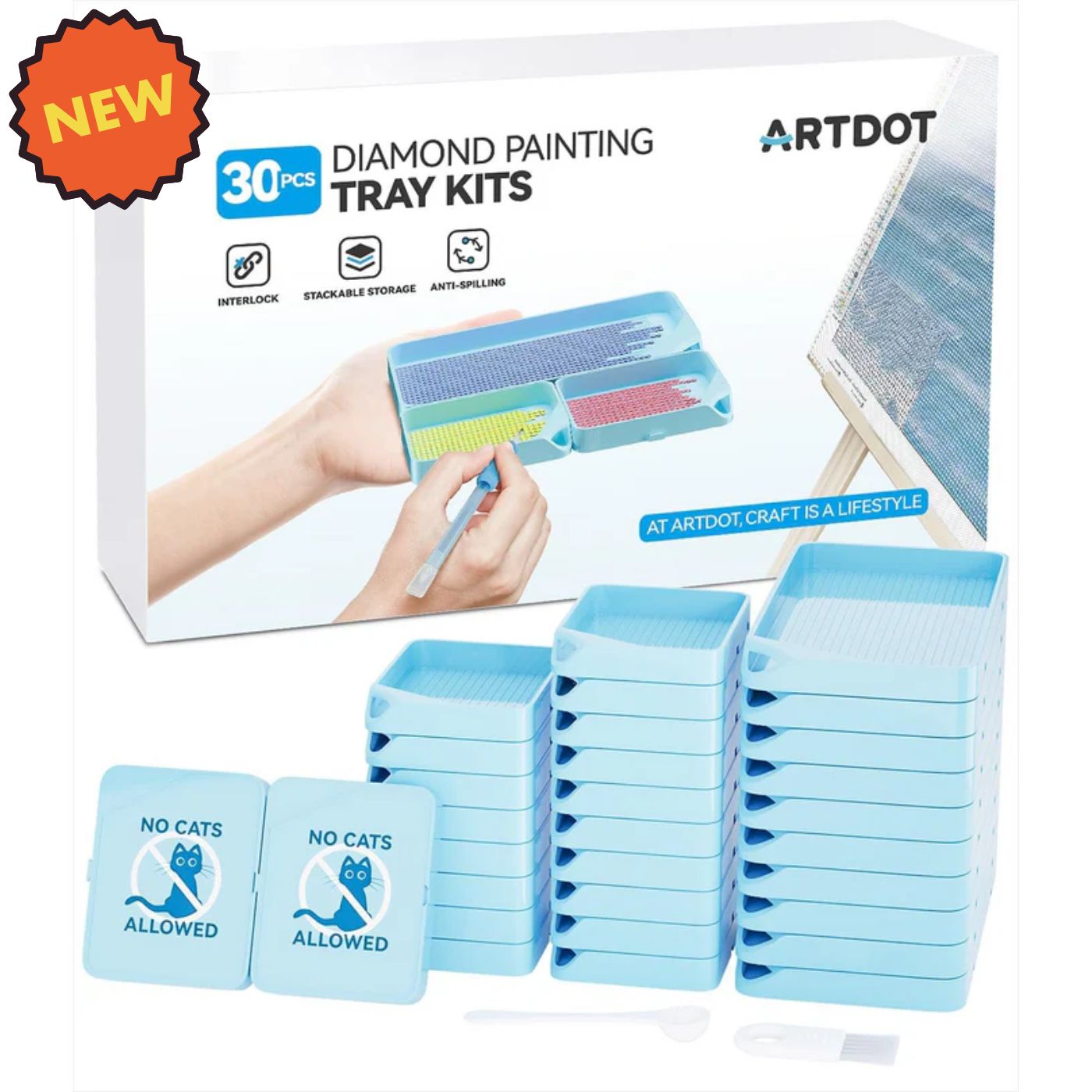 ARTDOT 30-Piece Stackable Blue Tray Set